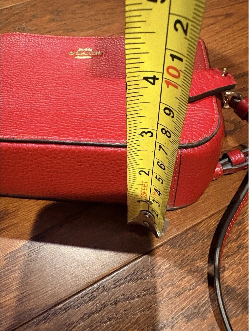 Coach RED Pebbled Leather Mini Camera Crossbody Bag